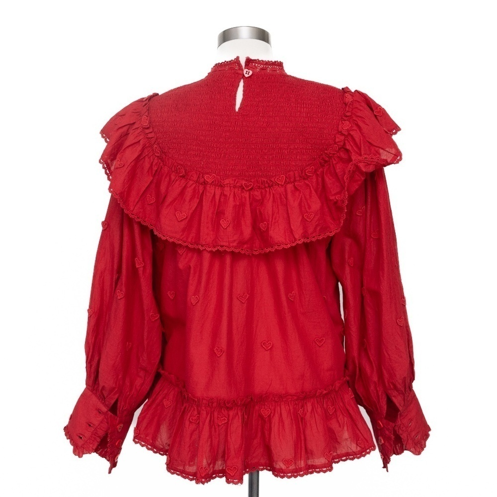 FARM Rio Red Ruffled Peasant Blouse - Picture 5 of 14